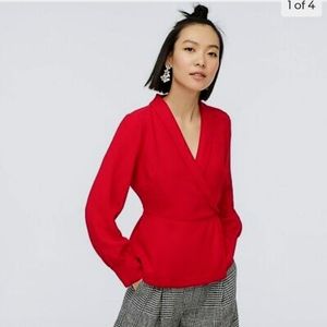 J. Crew NWT Festive Red Drapey Faux Wrap Top (Size 6)